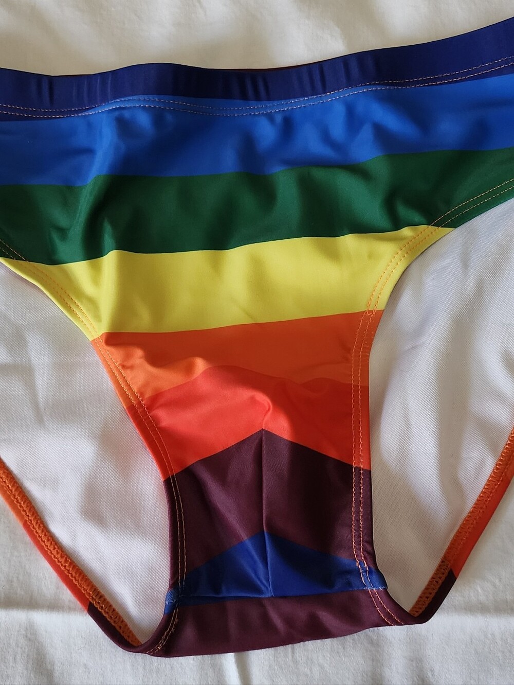 Men's Colorful Rainbow Striped Swim Sport Brief